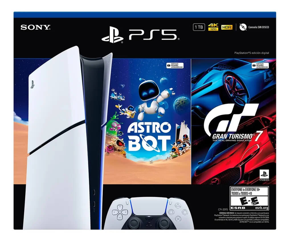 Consola PS5 Edición Digital Modelo Slim Bundle (Astro Bot - Gran Turismo 7)